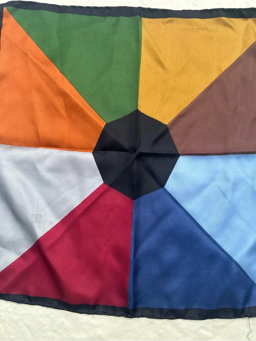 Colorblock Silk Square Scarf - Multicolor